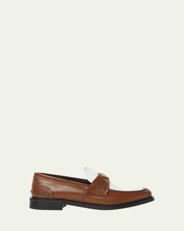 Spazzolato Bicolor Triangle Logo Loafers